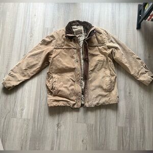 Casual Tan Jacket with Brown Trim